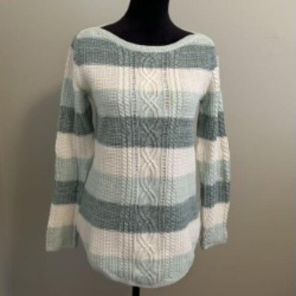 JEANNE PIERRE SMALL HEMLOCK (GREEN CREAM STRIPE) SWEATER - Picture 1 of 3